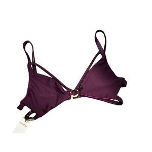 ISLA ADITI SWIM TOP, STRAPPY GOLD HARDWARE TRIANGLE, PINK BURGENDY, BEACHY, VACA